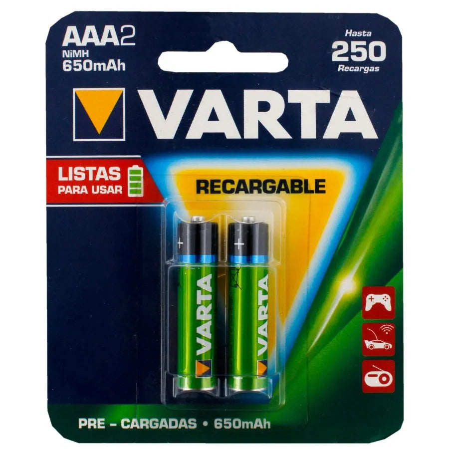 Pilas Varta Recargable AAA Par 650mAh