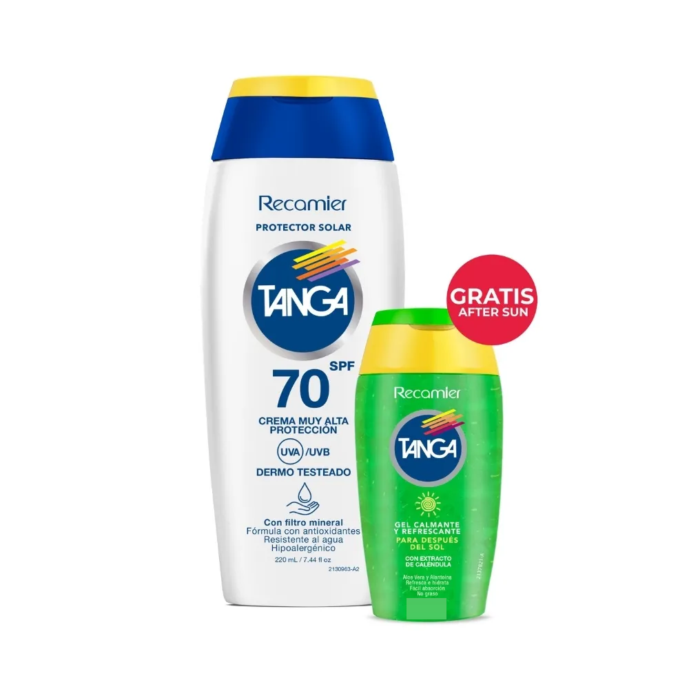 Protector Solar Tanga SPF 70 220 ml + Gel Refrescante
220 ml + Gel Refrescante 85 ml  Oferta
