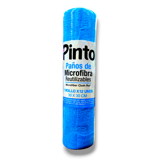 Rollo Paño Microfibra Pinto 12 Unidades 30x30 cm Azul