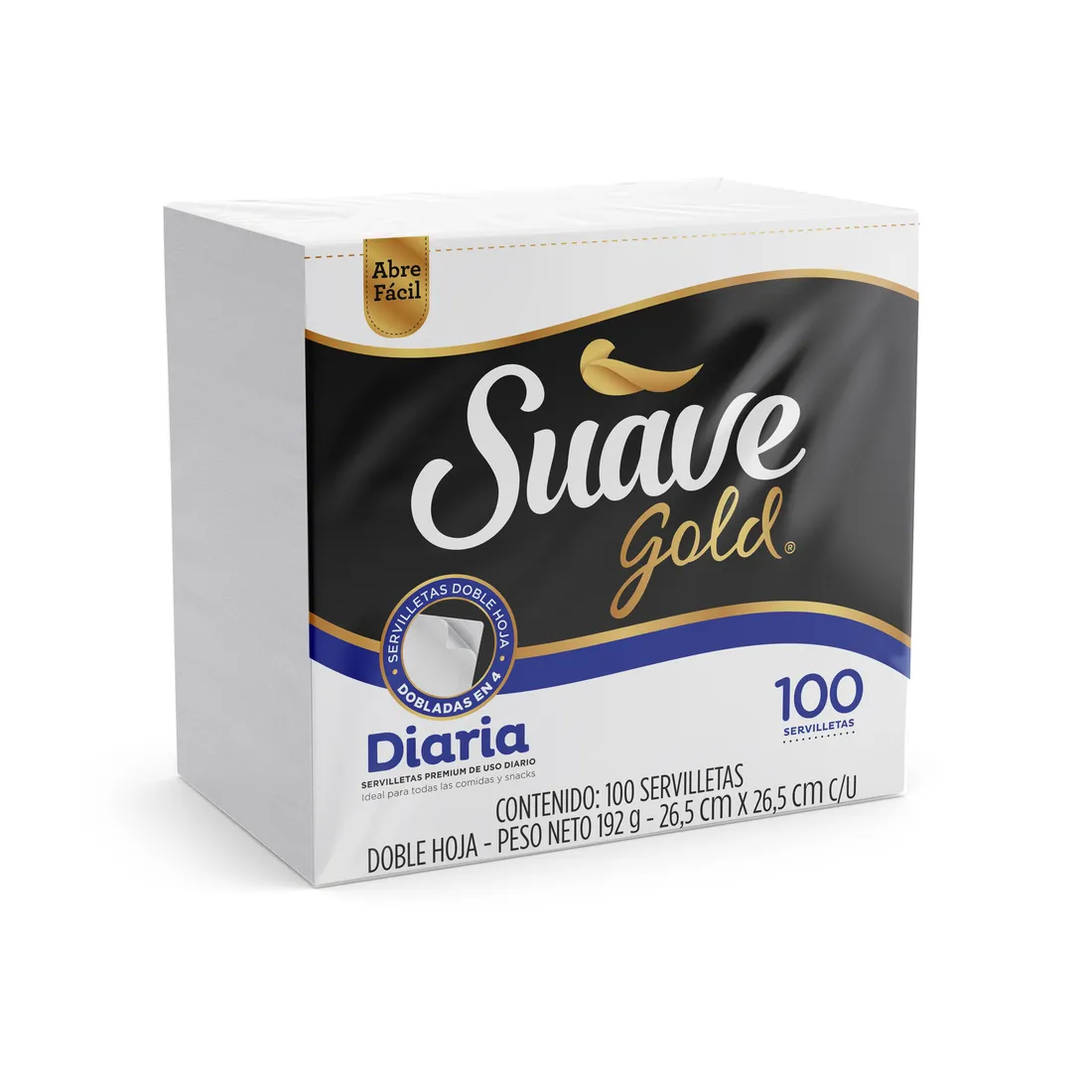 Servilletas Suve Gold 100 Unidades Diarias Dobladas en 4 26,5 cm x 26,5