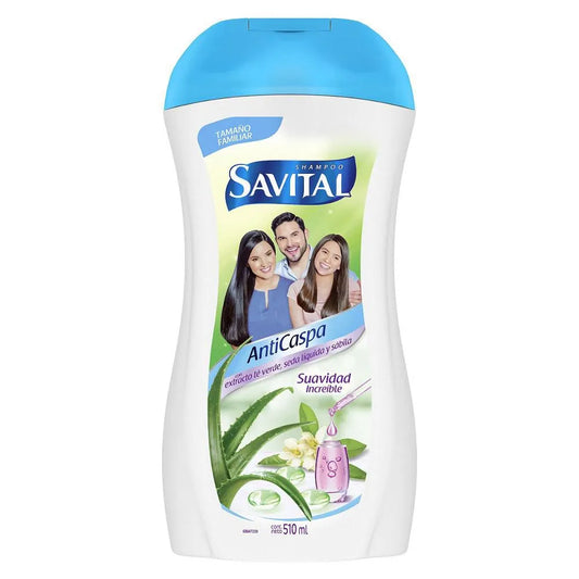 Shampoo Savital 510 ml Anticaspa Te Verde y Seda Liquida