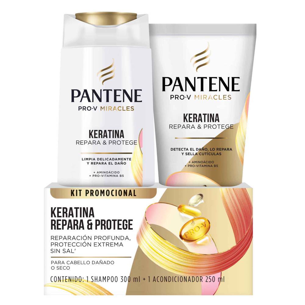 Shampoo Pantene 300 ml + Acondicionador 250 ml Keratina Oferta