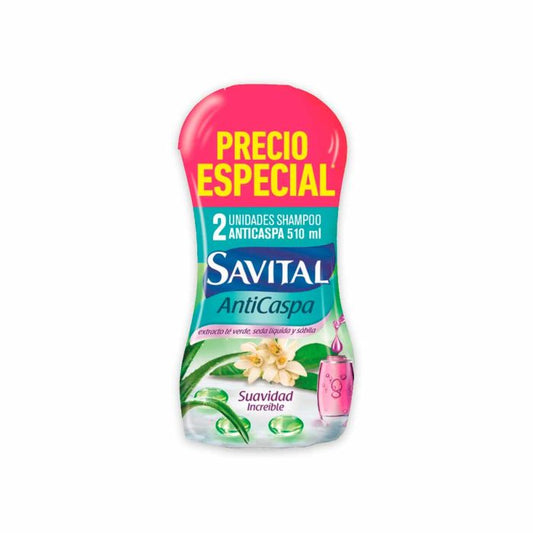 Shampoo Savital 510 ml 2 Unidades Anticaspa Te verde Oferta