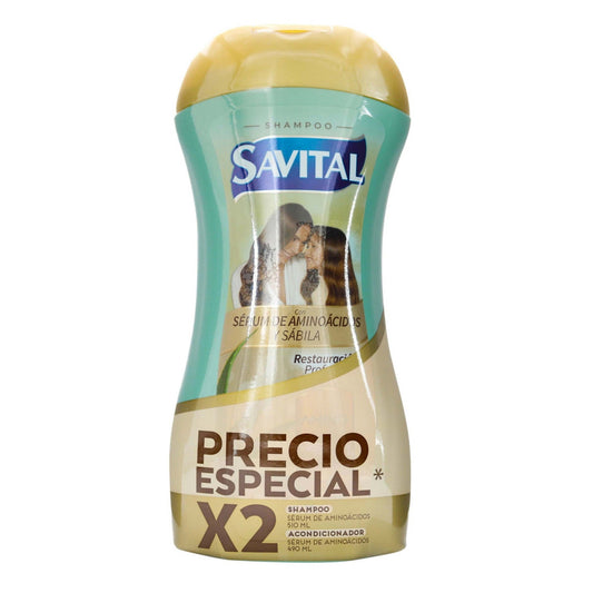 Shampoo Savital 510 ml + Acondicionador 490 ml Serum Aminoacidos Oferta