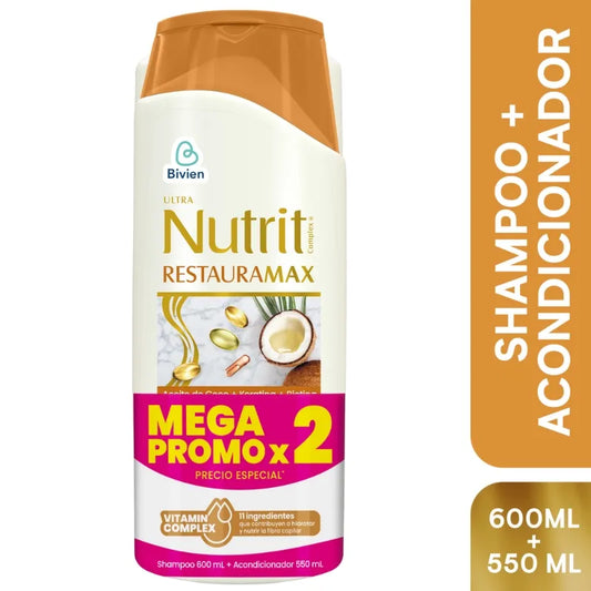 Shampoo Ultra Nutrit 600 ml + Acondicionador 550 ml Restauramax Oferta