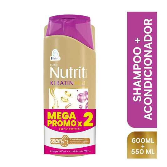 Shampoo Ultra Nutrit 600 ml + Acondicionador 550 ml Keratinmax