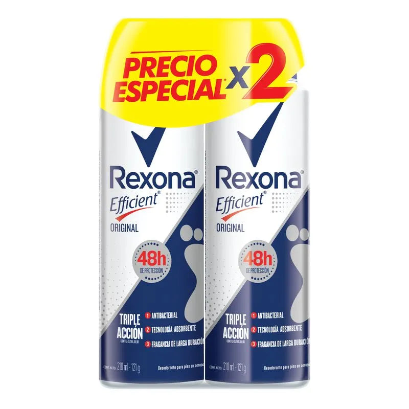 Talco Rexona Efficient Aerosol 210 ml x 2 Unidades Oferta