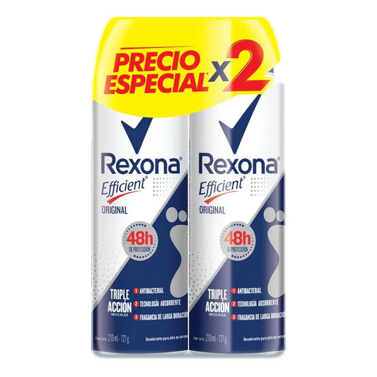 Talco Rexona Efficient Aerosol 210 ml x 2 Unidades Oferta