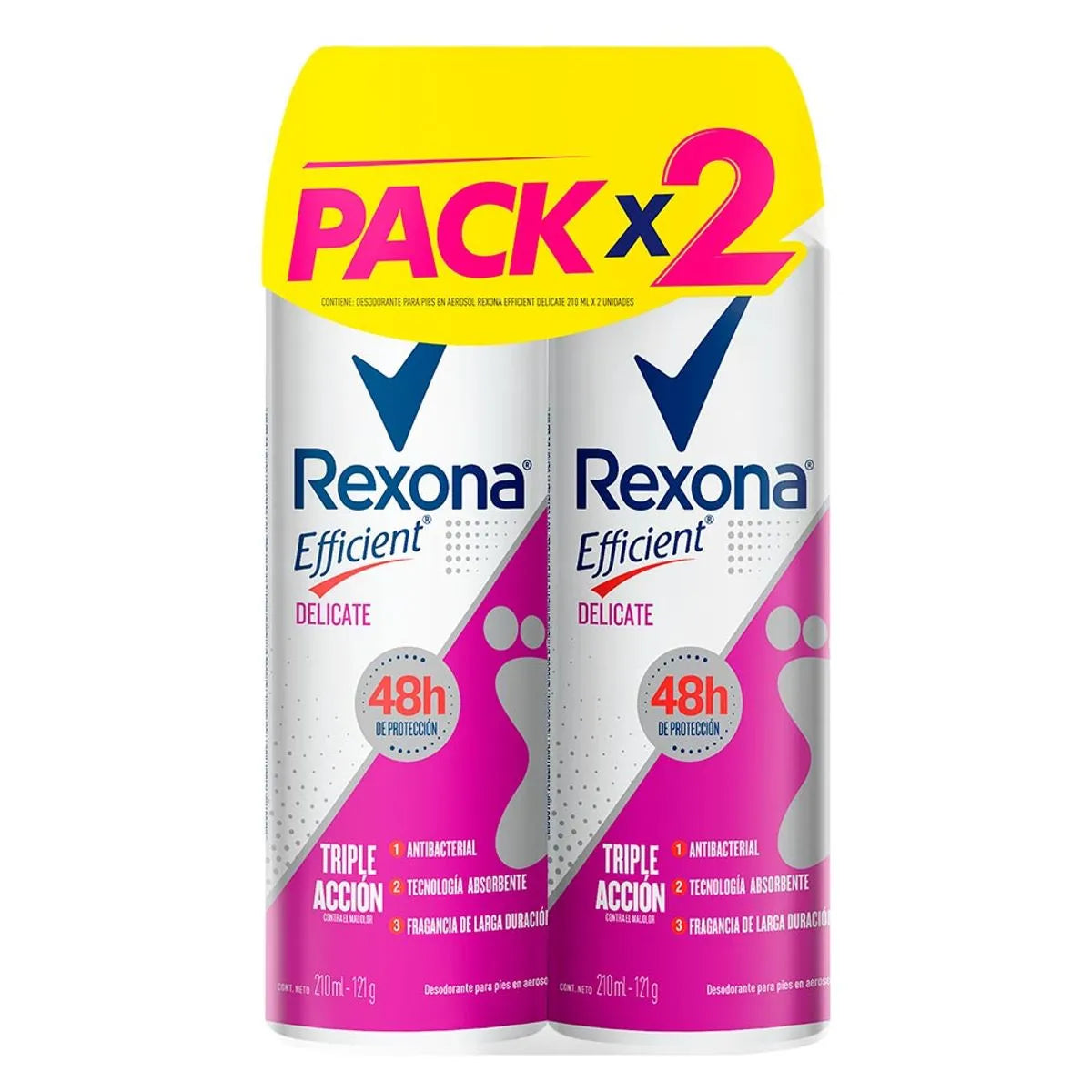 Talco Rexona Efficient Delicate Aerosol 210 ml 2 Unidades Oferta