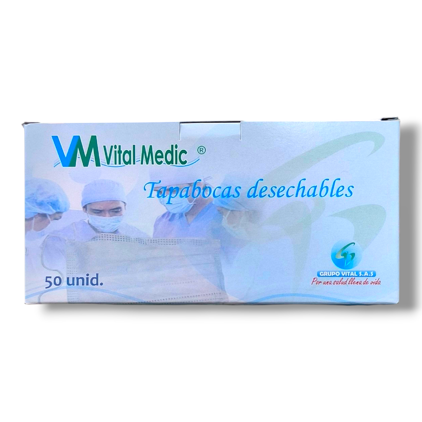 Tapabocas Empaque Individual Vital Medic 50 Unidades Azul