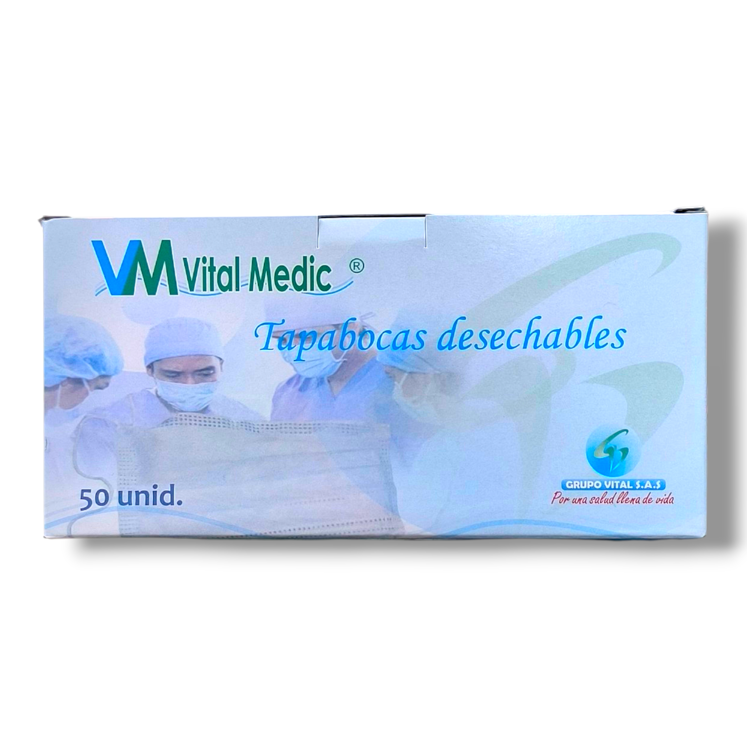 Tapabocas Empaque Individual Vital Medic 50 Unidades Azul