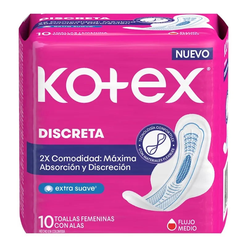 Toallas Higienicas Kotex Discreta 10 Unidades