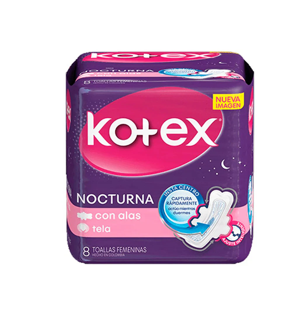 Toallas Higienicas Kotex Nocturna 8 Unidades