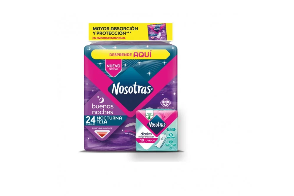 Toallas Higienicas Nosotras 24 Unidades Buenas Noches Nocturna + Protectores Oferta