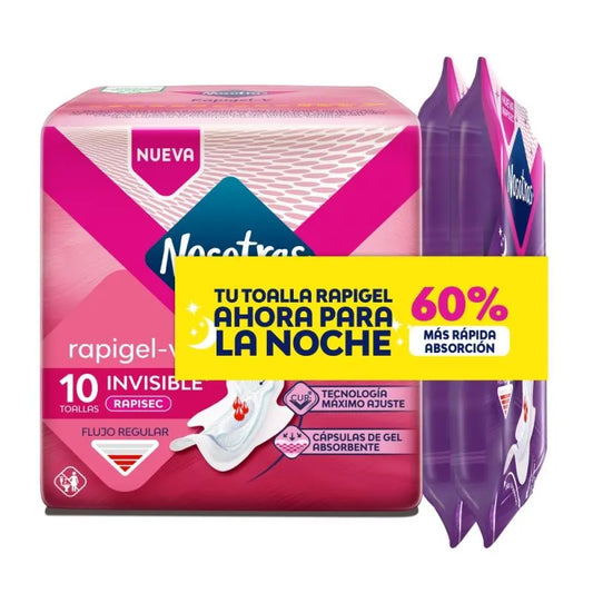 Toallas Higienicas Nosotras Rapigel 10 Unidades + 2 Nocturnas Oferta