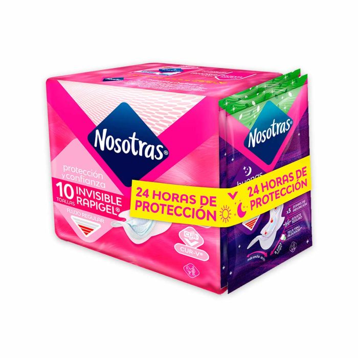 Toallas Higienicas Nosotras Rapigel x10 + 2 Buena Noches Oferta