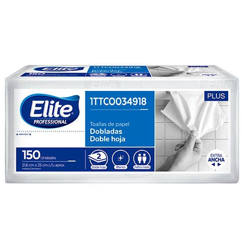 Toalla Manos Elite Blanca 150 Unidades