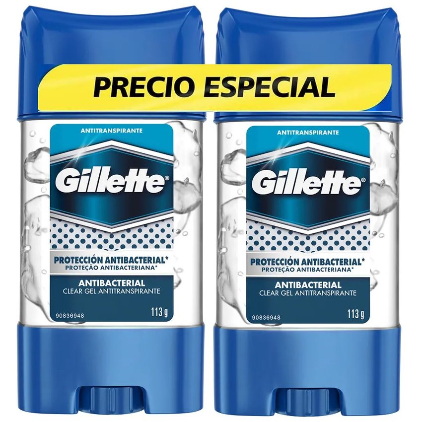 Desodorante Gillette Gel 113 gr 2 Unidades Antibacterial Oferta