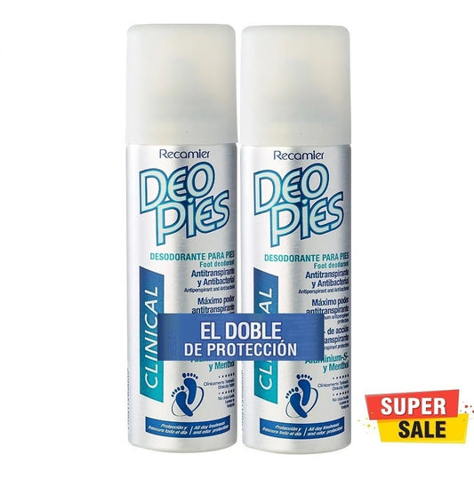 Talco Deo Pies Aerosol 260 ml 2 Unidades Clinical Oferta