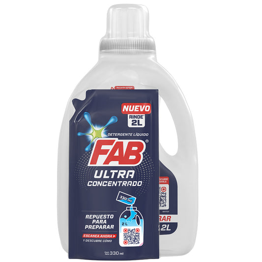 Detergente liquido Fab 330 ml Concentrado + Botella Oferta