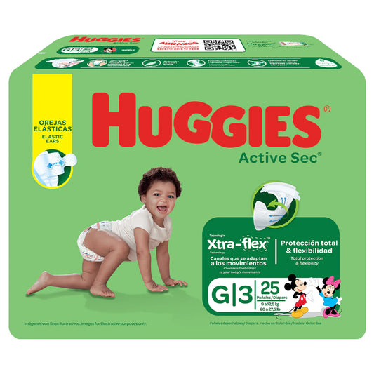 Pañal Huggies Etapa 3 Active Sec 25 Unidades