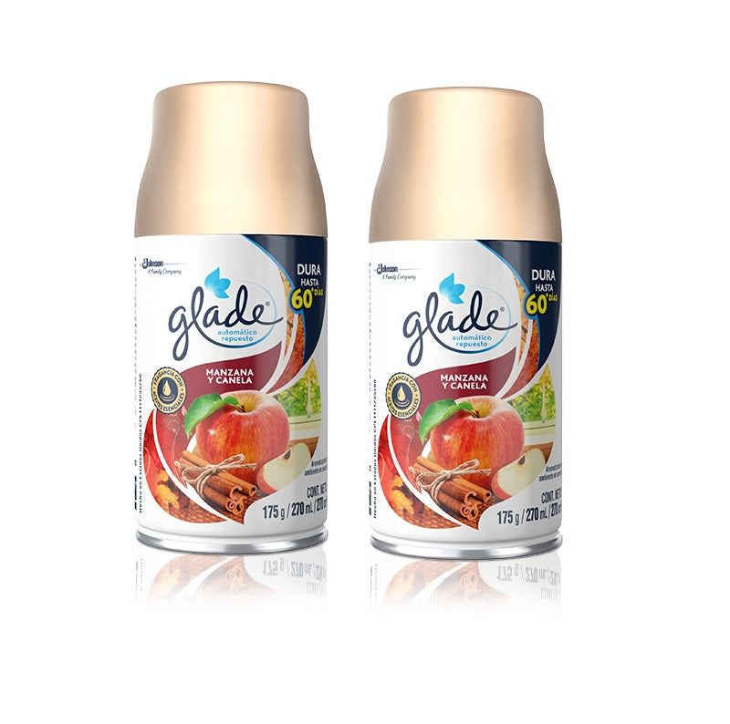 Ambientador Glade Automatico Repuesto 270 ml 2 Unidades Manzana Canela Oferta