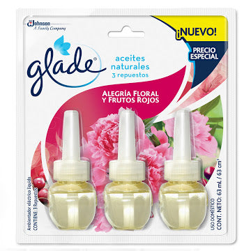 Ambientador Eléctrico Glade Alegría Floral Y Frutos Rojos 3 Unidades Repuestos