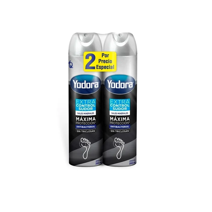 Talco Yodora Aerosol 260 ml 2 Unidades Extra Control Sudor Oferta